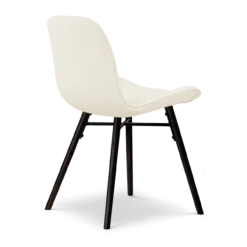 Eetkamerstoel Nena-Fé zwart houten onderstel rib beige