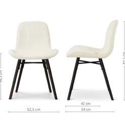 Eetkamerstoel Nena-Fé zwart houten onderstel rib beige