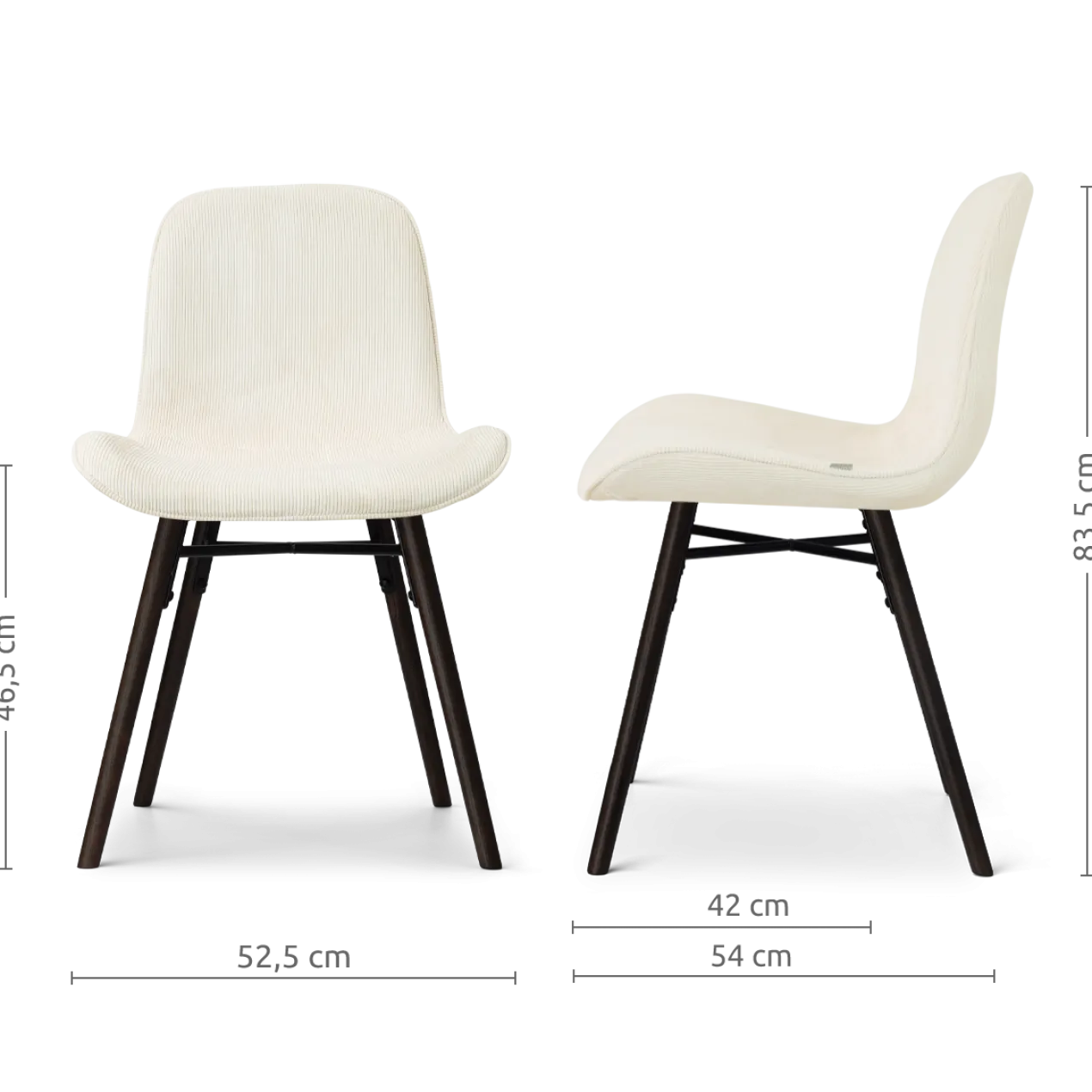 Eetkamerstoel Nena-Fé zwart houten onderstel rib beige
