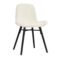 Eetkamerstoel Nena-Fé zwart houten onderstel rib beige