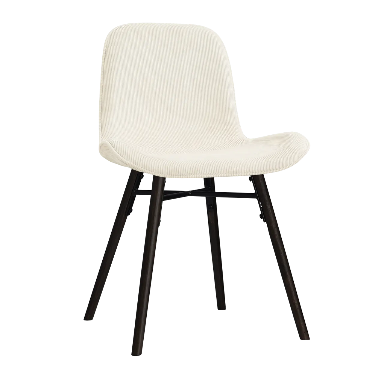 Eetkamerstoel Nena-Fé zwart houten onderstel rib beige