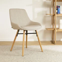 Eetkamerstoel Nena-Isa beige - naturel onderstel