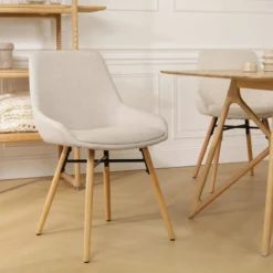Eetkamerstoel Nena-Isa beige - naturel onderstel
