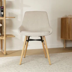 Eetkamerstoel Nena-Isa beige - naturel onderstel