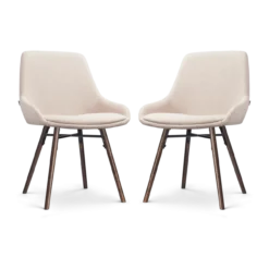 Eetkamerstoel Nena-Isa beige - walnoten onderstel set van 2