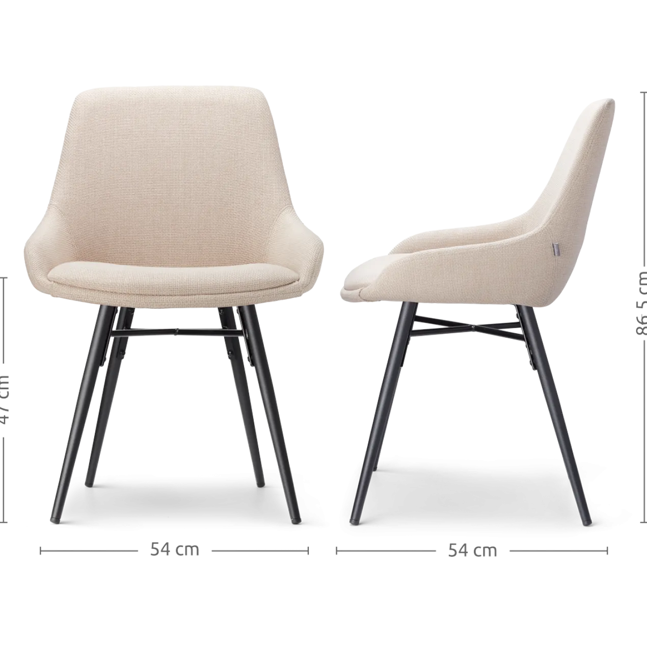 Eetkamerstoel Nena-Isa beige - zwart onderstel