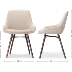Eetkamerstoel Nena-Isa beige - walnoten onderstel