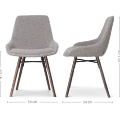Eetkamerstoel Nena-Isa bouclé taupe - walnoot - set van 2