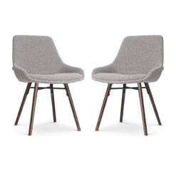 Eetkamerstoel Nena-Isa bouclé taupe - walnoot - set van 2