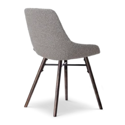 Eetkamerstoel Nena-Isa bouclé taupe - walnoot - set van 2