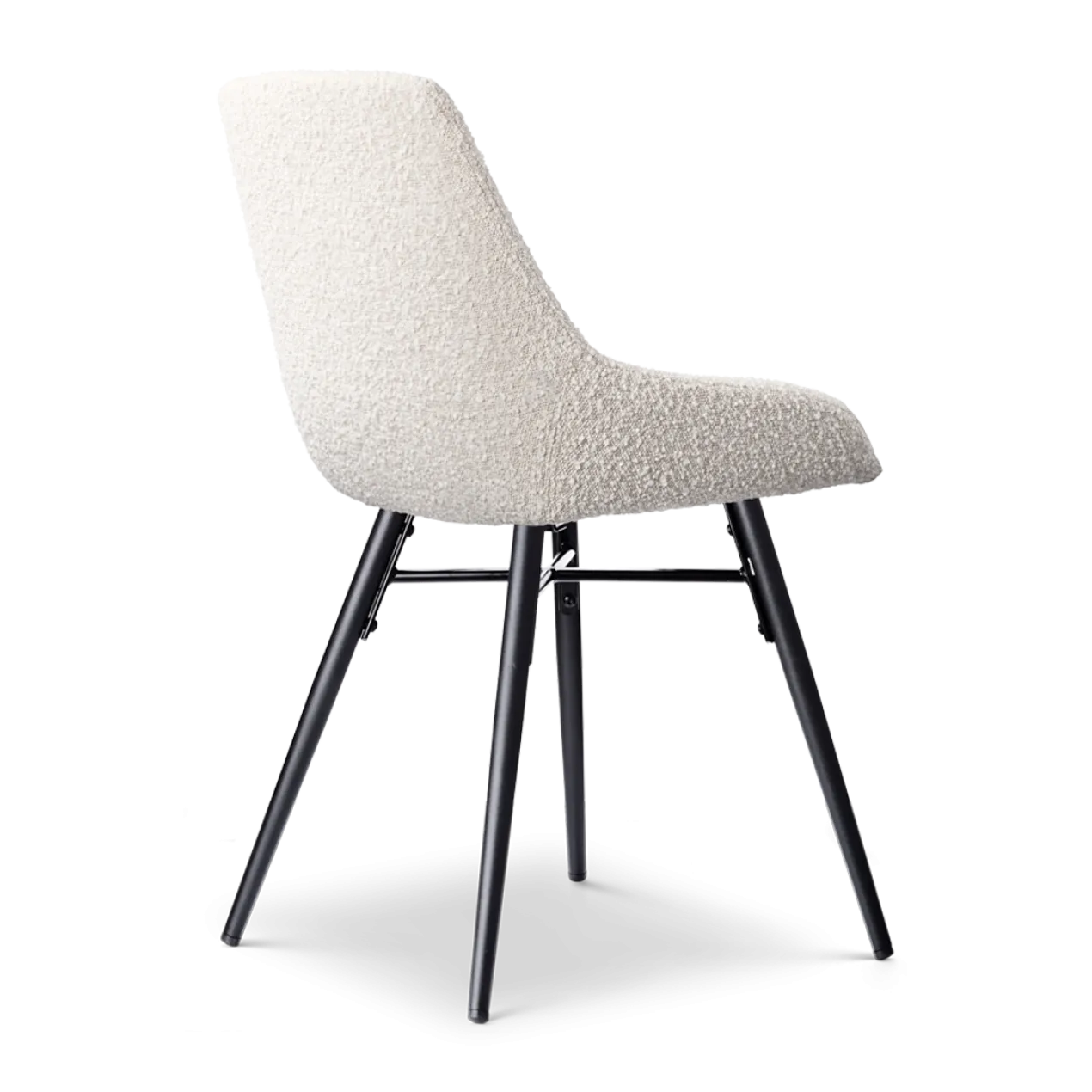 Eetkamerstoel Nena-Isa bouclé beige - zwart onderstel