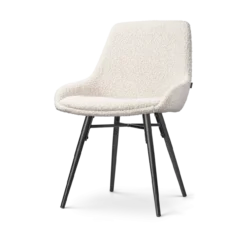 Eetkamerstoel Nena-Isa bouclé beige - zwart onderstel
