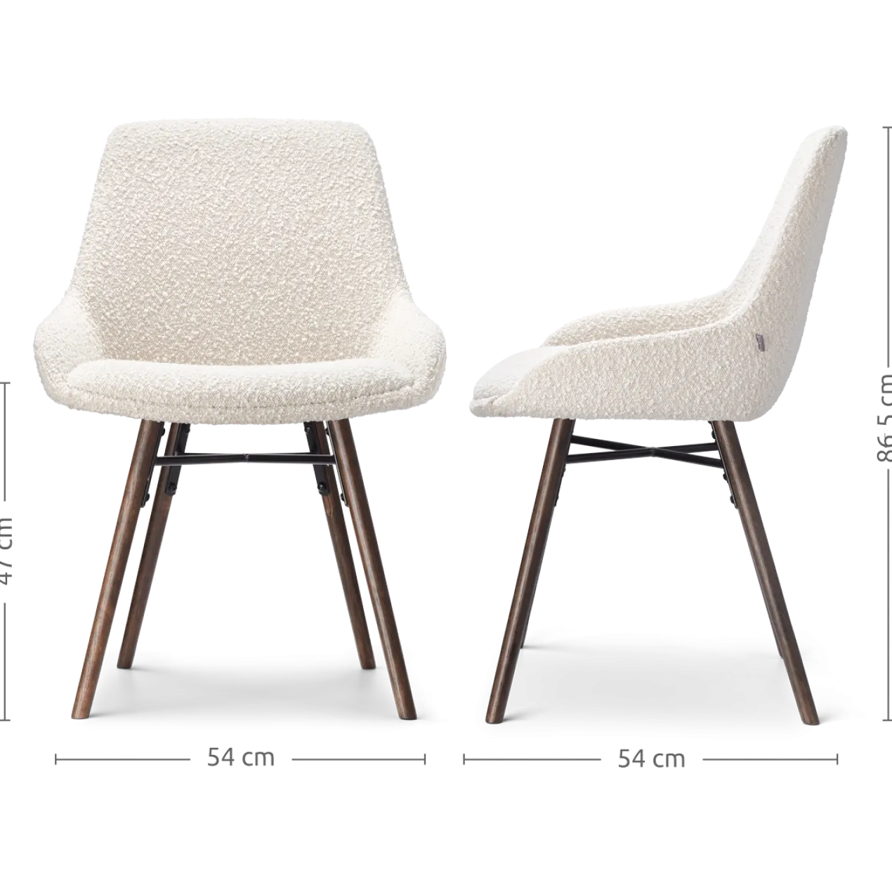 Eetkamerstoel Nena-Isa bouclé beige - walnoten onderstel