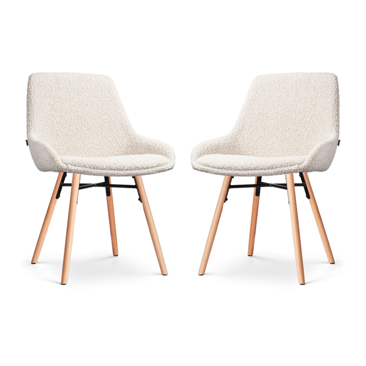 Eetkamerstoel Nena-Isa bouclé beige - naturel - set van 2