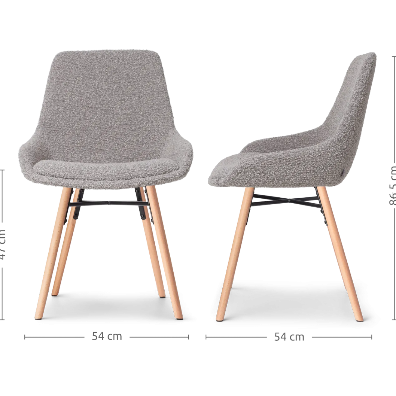 Eetkamerstoel Nena-Isa bouclé taupe - naturel onderstel