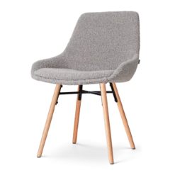 Eetkamerstoel Nena-Isa bouclé taupe - naturel onderstel