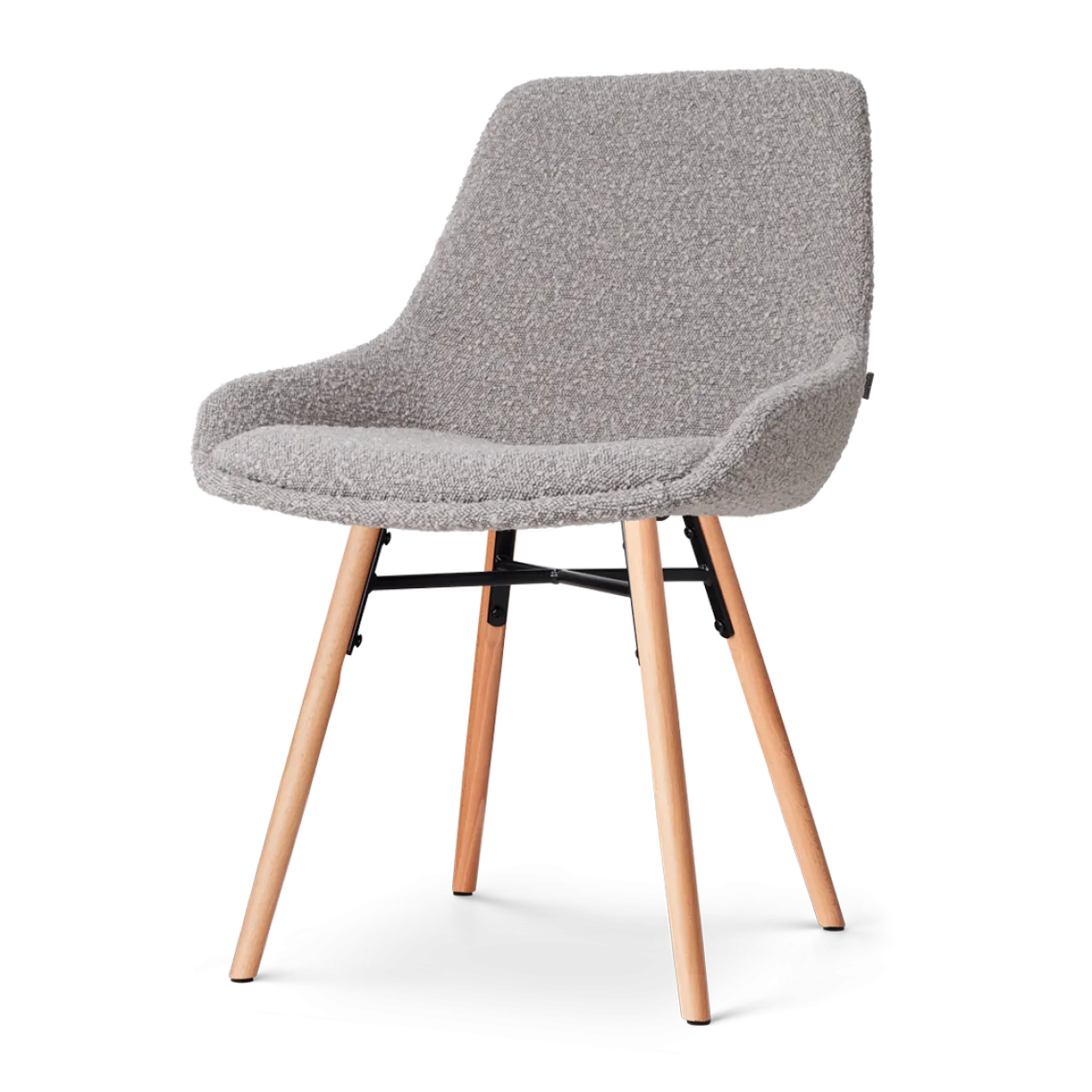 Eetkamerstoel Nena-Isa bouclé taupe - naturel onderstel