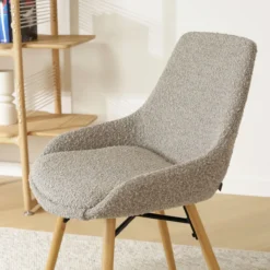 Eetkamerstoel Nena-Isa bouclé taupe - naturel onderstel