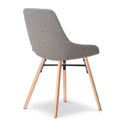 Eetkamerstoel Nena-Isa bouclé taupe - naturel onderstel