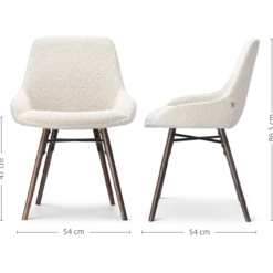Eetkamerstoel Nena-Isa bouclé beige - walnoot - set van 2