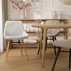 Eetkamerstoel Nena-Isa grijs beige gemêleerd - naturel