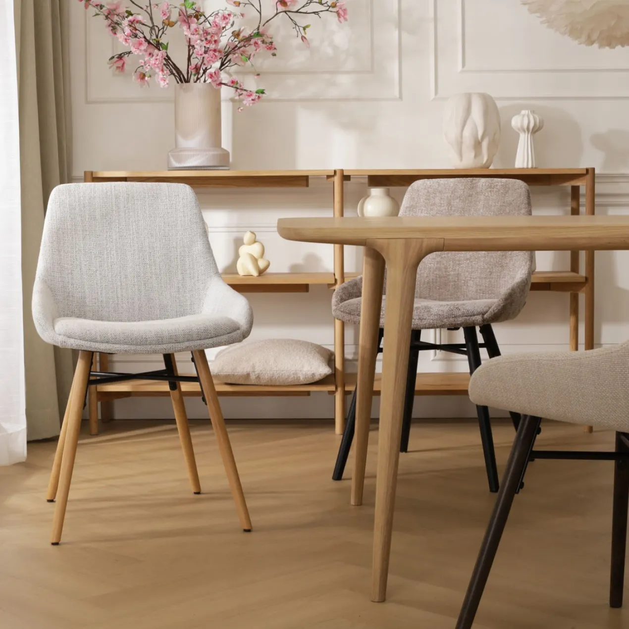 Eetkamerstoel Nena-Isa grijs beige gemêleerd - naturel