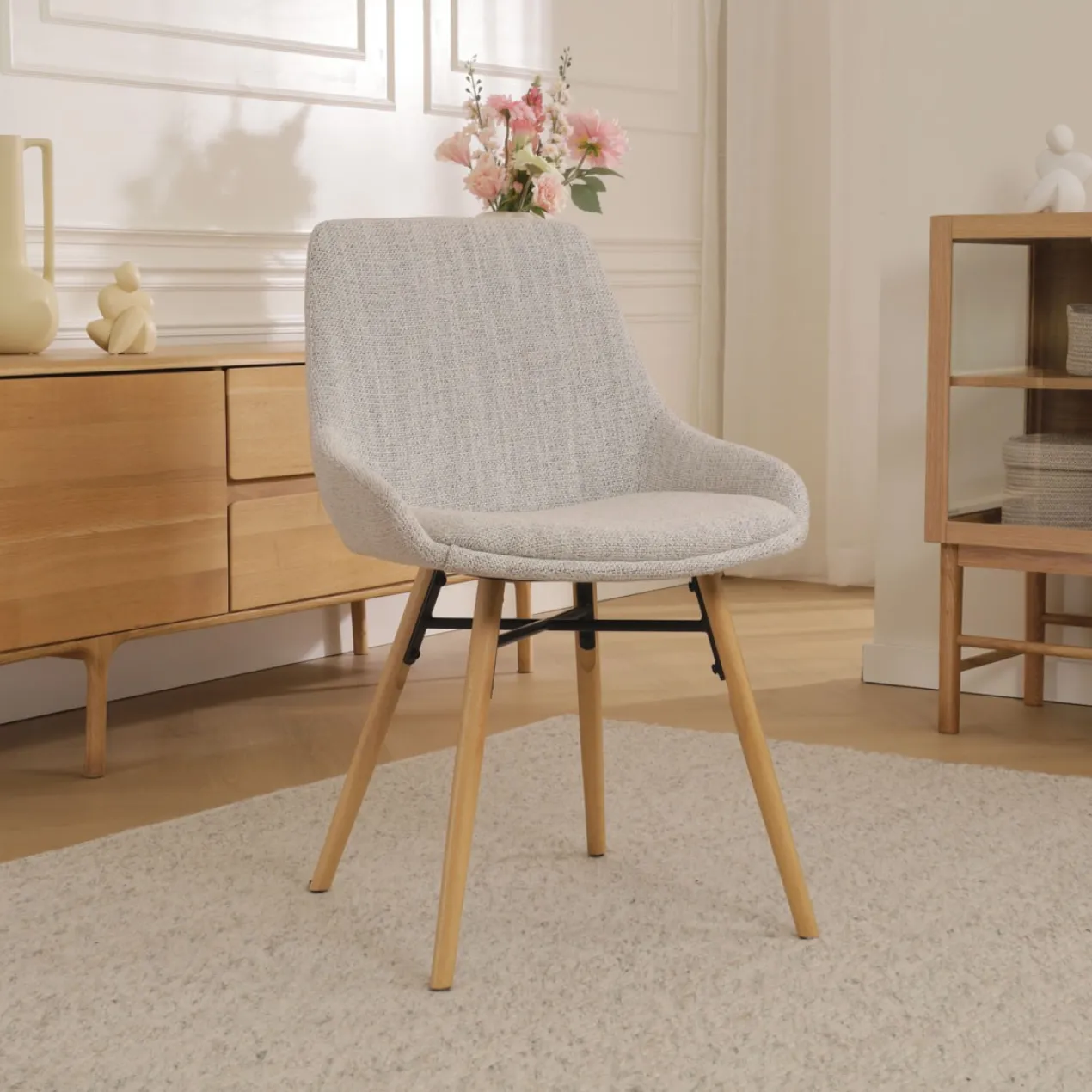 Eetkamerstoel Nena-Isa grijs beige gemêleerd - naturel