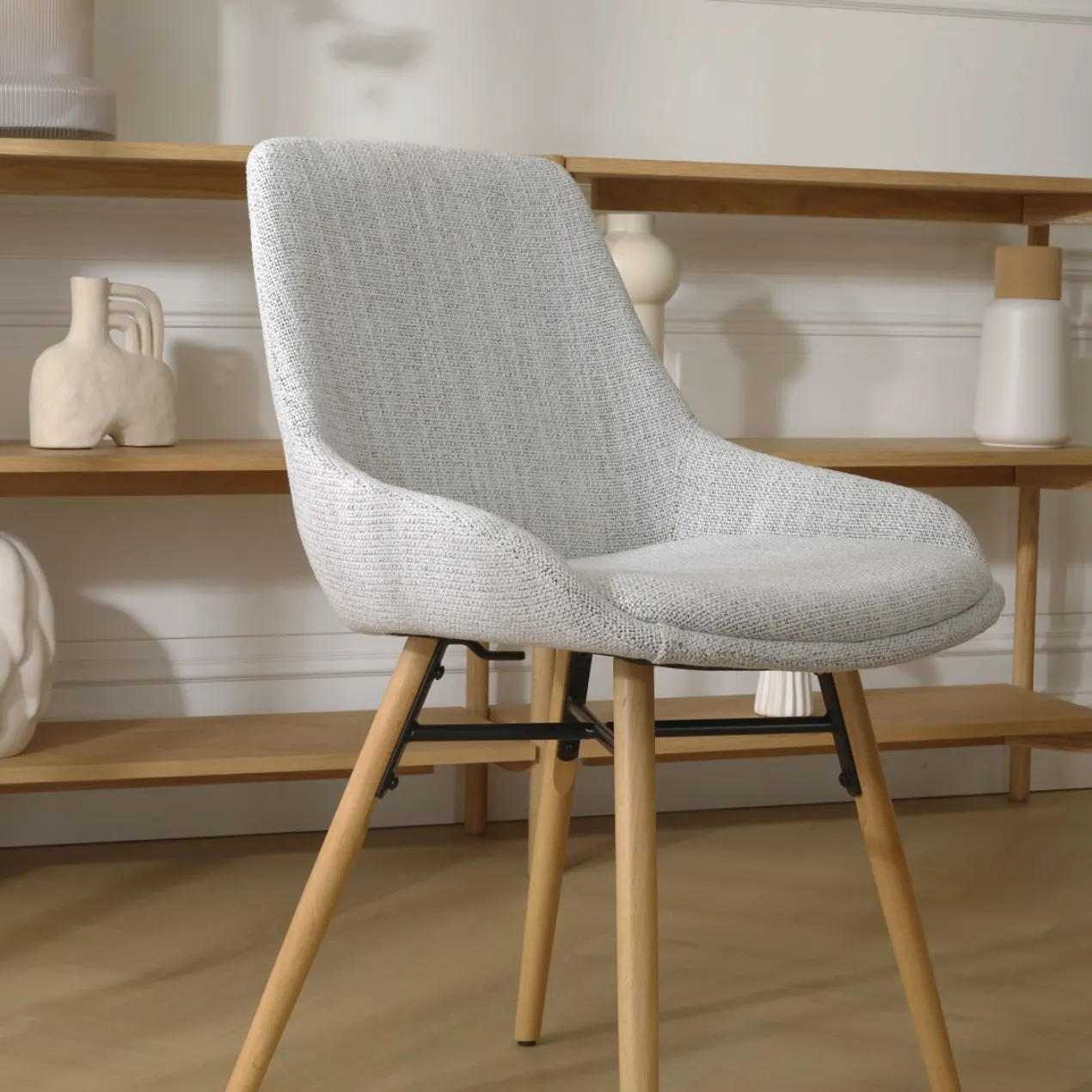 Eetkamerstoel Nena-Isa grijs beige gemêleerd - naturel