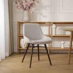Eetkamerstoel Nena-Isa grijs beige gemêleerd - walnoot