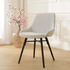 Eetkamerstoel Nena-Isa grijs beige gemêleerd - walnoot