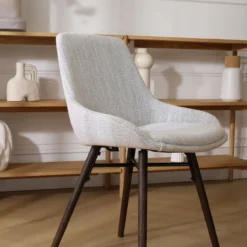 Eetkamerstoel Nena-Isa grijs beige gemêleerd - walnoot