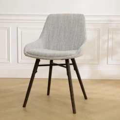 Eetkamerstoel Nena-Isa grijs beige gemêleerd - walnoot