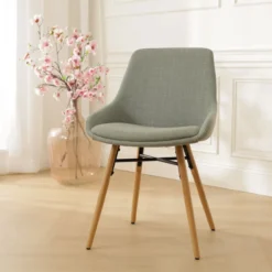 Eetkamerstoel Nena-Isa licht groen - houten onderstel