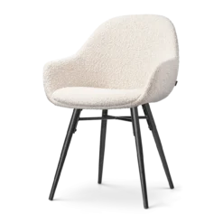 Eetkamerstoel Nena-Mae bouclé beige - zwart onderstel