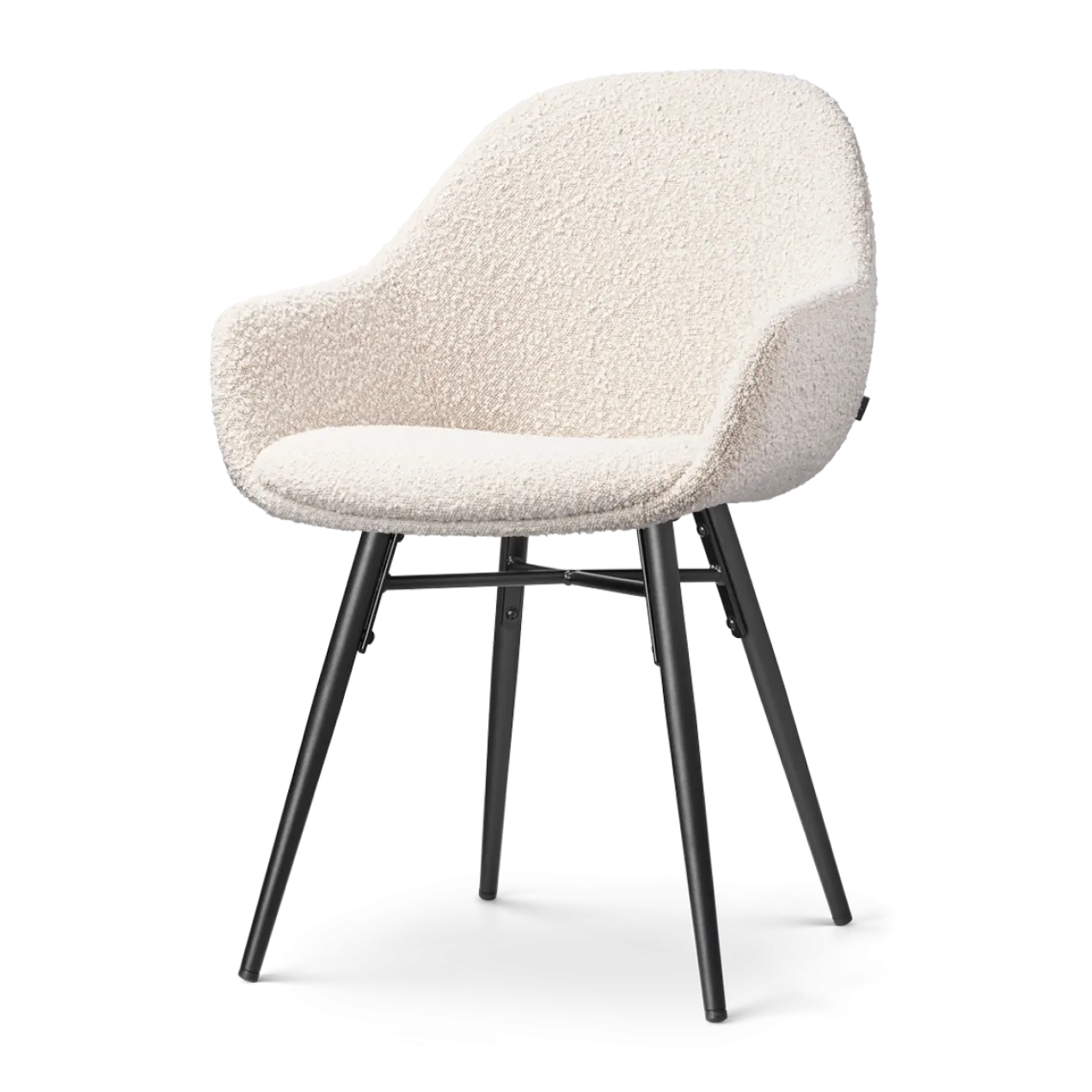Eetkamerstoel Nena-Mae bouclé beige - zwart onderstel