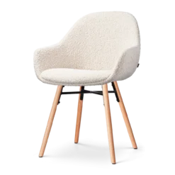 Eetkamerstoel Nena-Mae bouclé beige - naturel onderstel