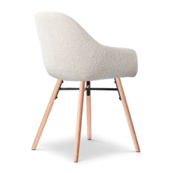 Eetkamerstoel Nena-Mae bouclé beige - naturel onderstel