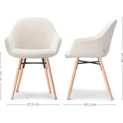 Eetkamerstoel Nena-Mae bouclé beige - naturel onderstel