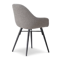 Eetkamerstoel Nena-Mae bouclé beige - zwart onderstel