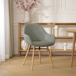 Eetkamerstoel Nena-Mae licht groen - houten onderstel