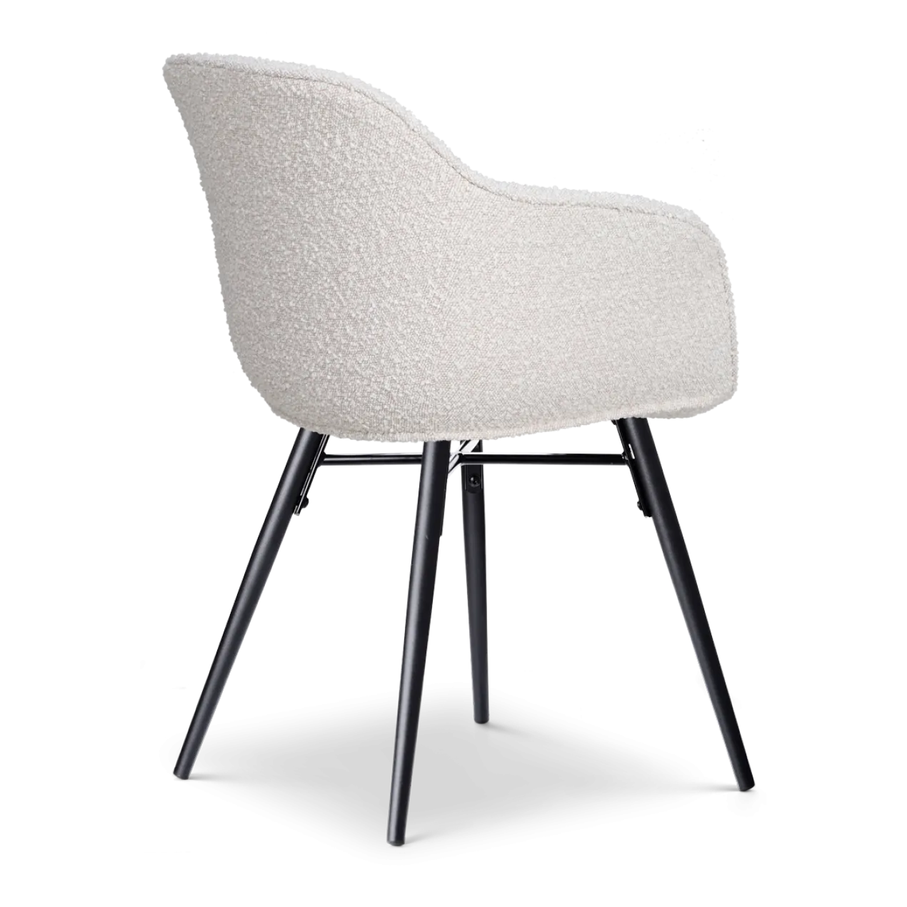 Eetkamerstoel Nena-Mare bouclé beige - zwart onderstel