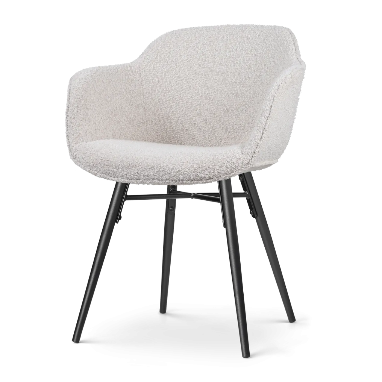 Eetkamerstoel Nena-Mare bouclé beige - zwart onderstel
