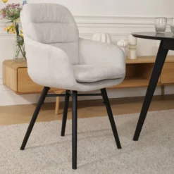 Eetkamerstoel Nena-Mia beige - zwart onderstel