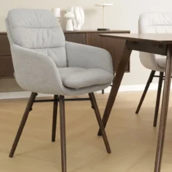Eetkamerstoel Nena-mia beige - walnoot houten onderstel