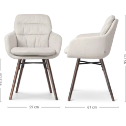 Eetkamerstoel Nena-mia beige - walnoot houten onderstel