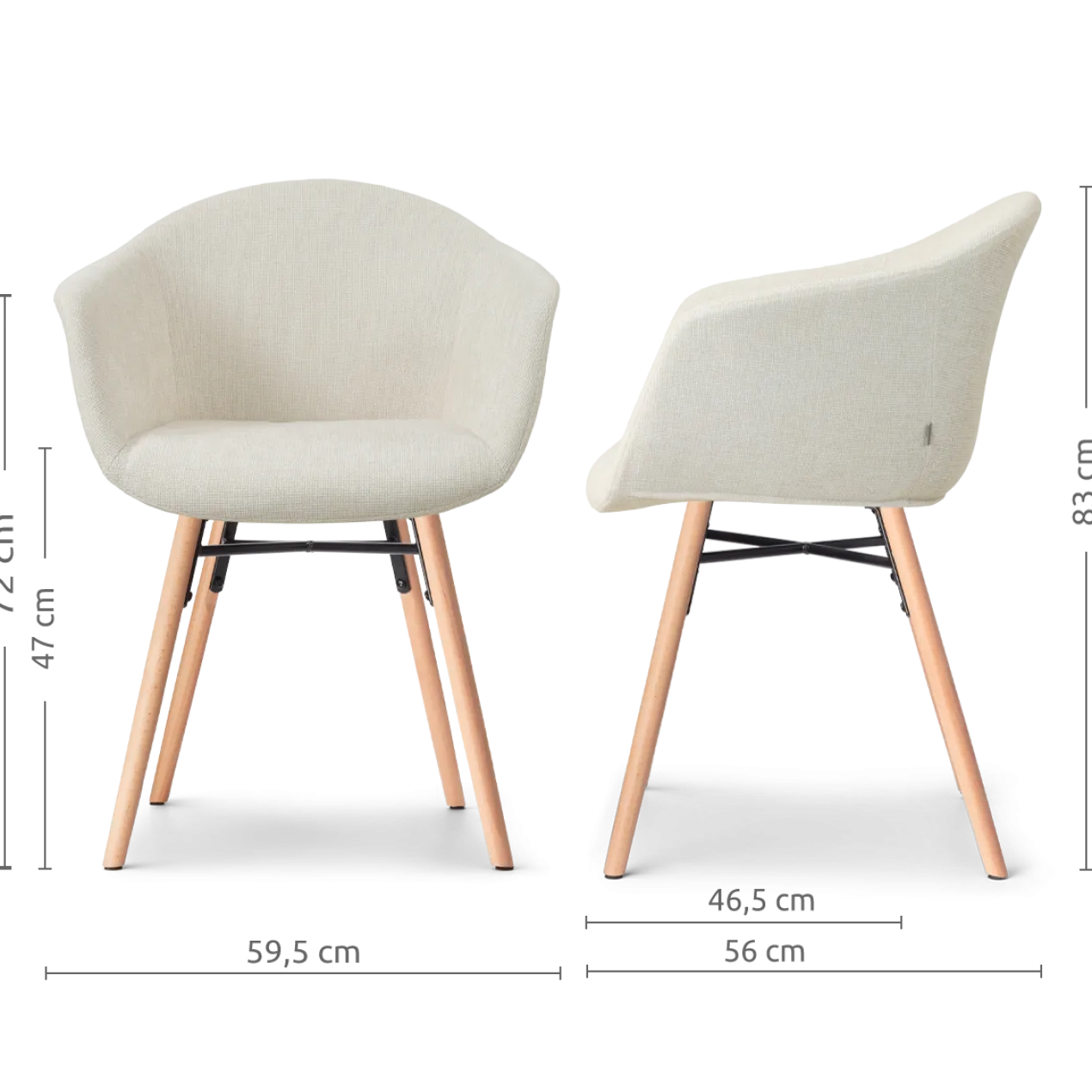 Eetkamerstoel Nena-Otis houten onderstel cottonbeige