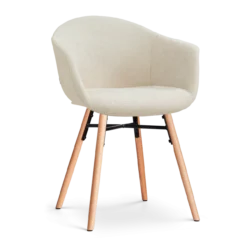 Eetkamerstoel Nena-Otis houten onderstel cottonbeige