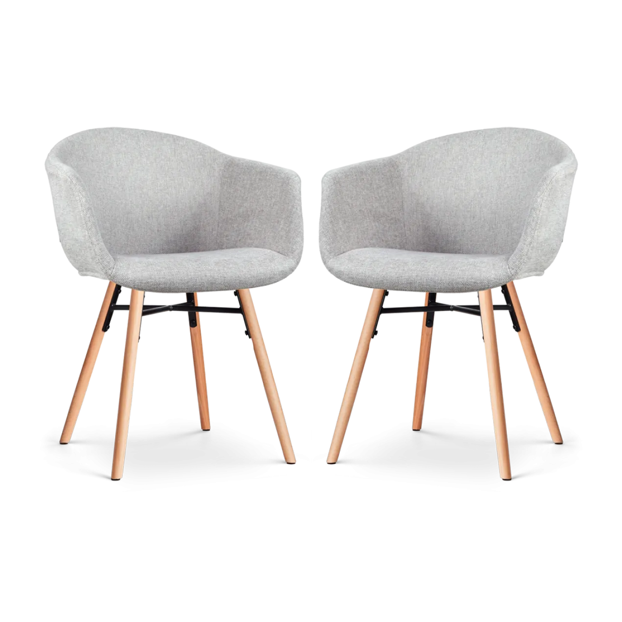 Eetkamerstoel Nena-Otis lichtgrijs - houten - set van 2