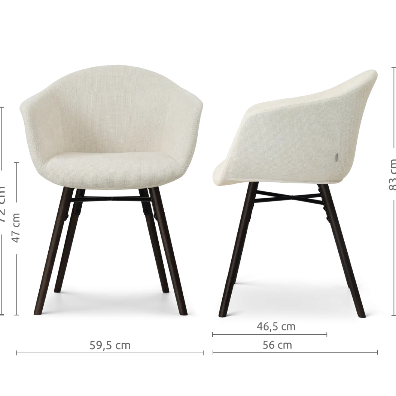 Eetkamerstoel Nena-Otis zwart onderstel cottonbeige