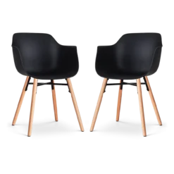 Eetkamerstoel Nena-Puk - houten onderstel - set van 2 Zwart